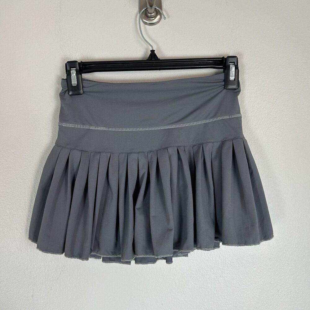 Gold Hinge Pleated Tennis Skirt Skort Black XS High Waisted Lined Athletic Golf